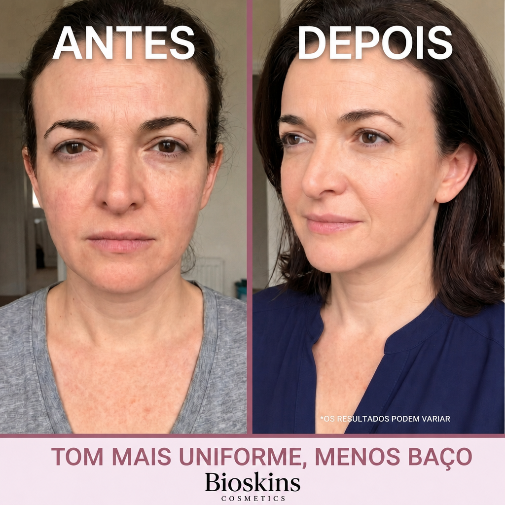 Antes / Depois — tom mais uniforme