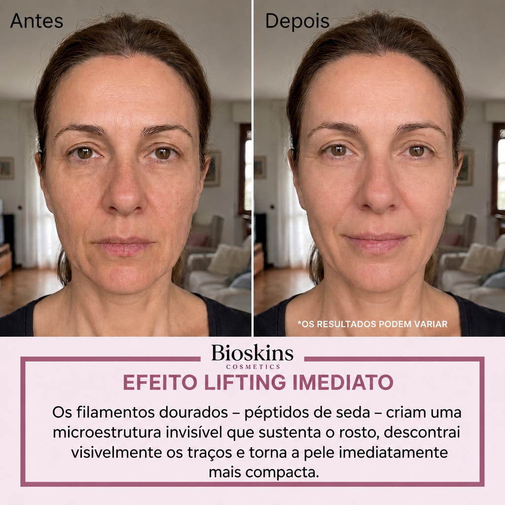 Antes / Depois — efeito lifting imediato