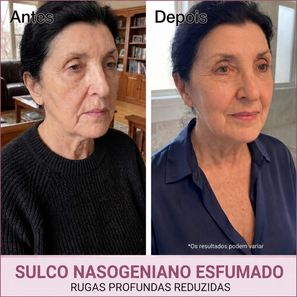 Antes / Depois — sulcos nasogenianos atenuados