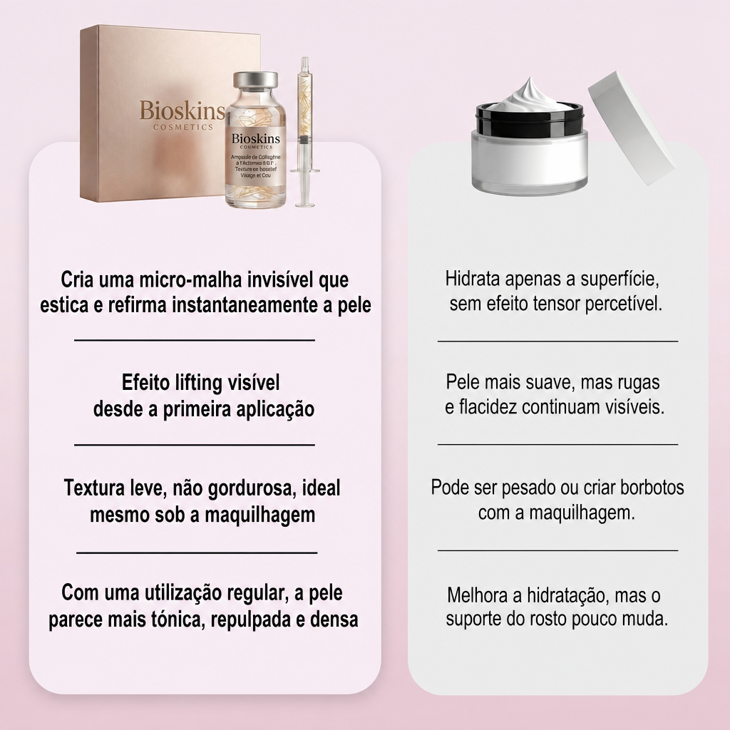 Comparativo sérum Bioskins vs creme clássico