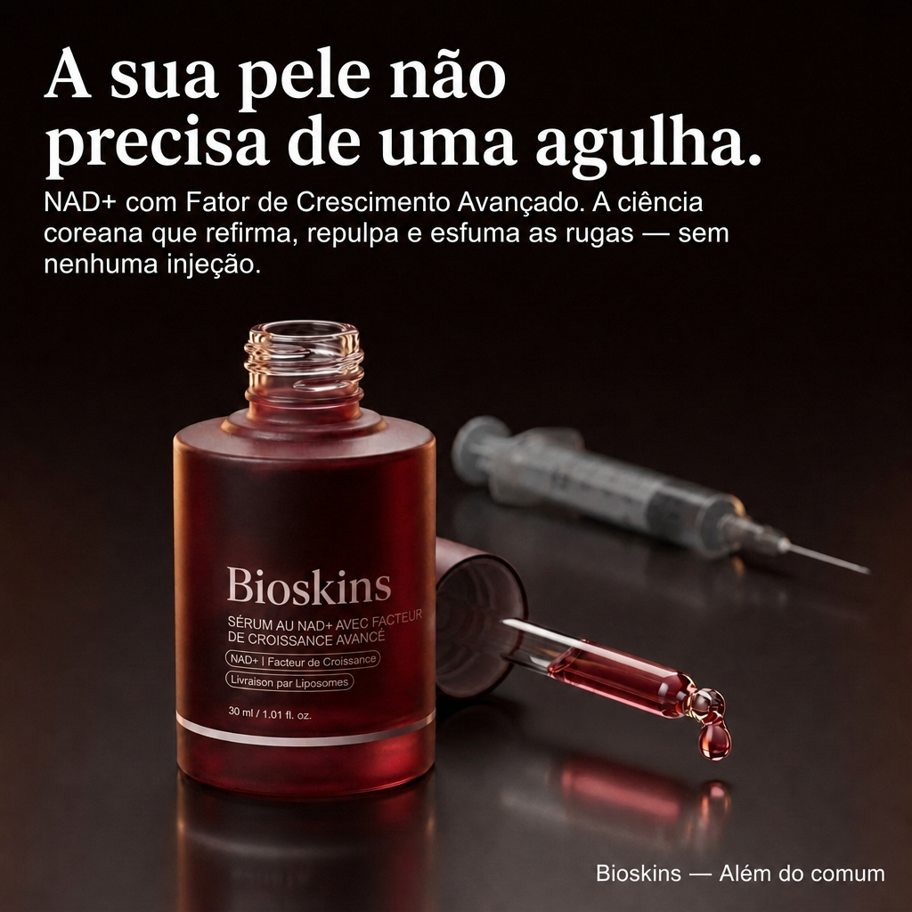 Sérum NAD+ Bioskins — a sua pele não precisa de uma agulha