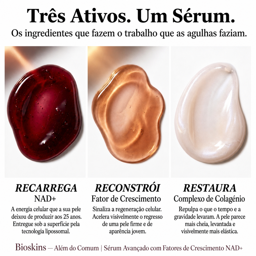 Sérum NAD+ Bioskins — três ativos